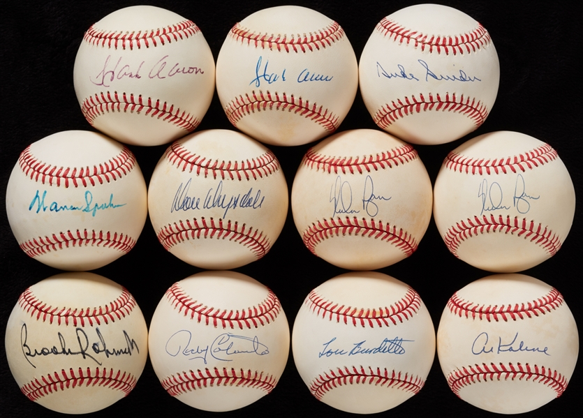 HOFers & Stars Single-Signed Baseball Group with (2) Hank Aaron (11)