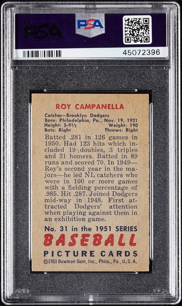 1951 Bowman Roy Campanella No. 31 PSA 6