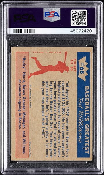 1959 Fleer Ted Williams Ted Signs for 1959 No. 68 PSA 6