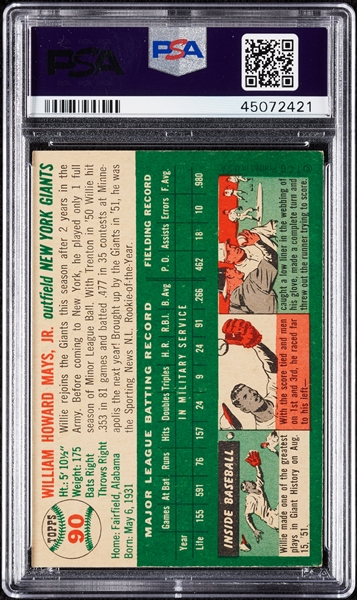1954 Topps Willie Mays No. 90 PSA 6