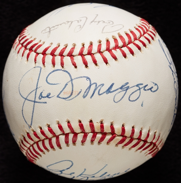 Old Timers Multi-Signed Cracker Jack Baseball with Joe DiMaggio (13)