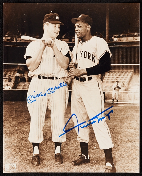 Mickey Mantle & Willie Mays Signed 8x10 Photo 