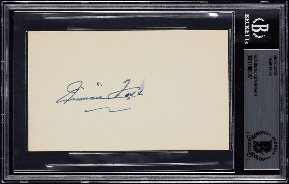 Jimmie Foxx Signed Index Card (BAS)