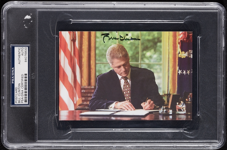Bill Clinton Signed Oval Office Postcard (PSA/DNA)