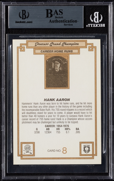 Hank Aaron Signed 1984 Donruss Grand Champion Jumbo (BAS)