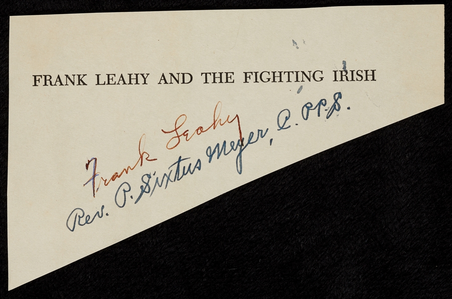 Frank Leahy Cut Signature from Frank Leahy and the Fighting Irish (JSA)