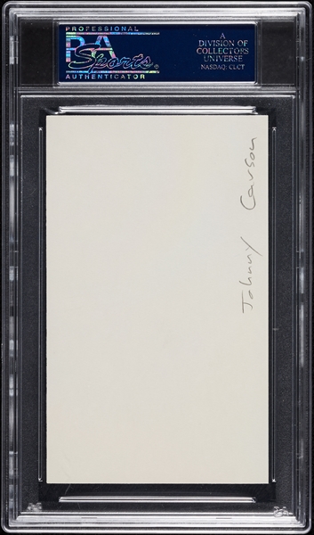 Johnny Carson Signed 3x5 Index Card (PSA/DNA)