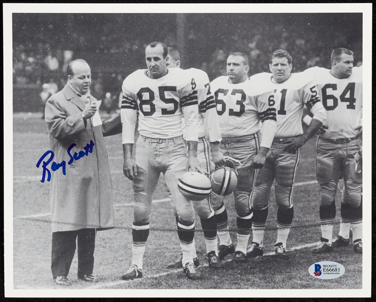 Ice Bowl Announcer Ray Scott Signed 8x10 Packers Photo (BAS)