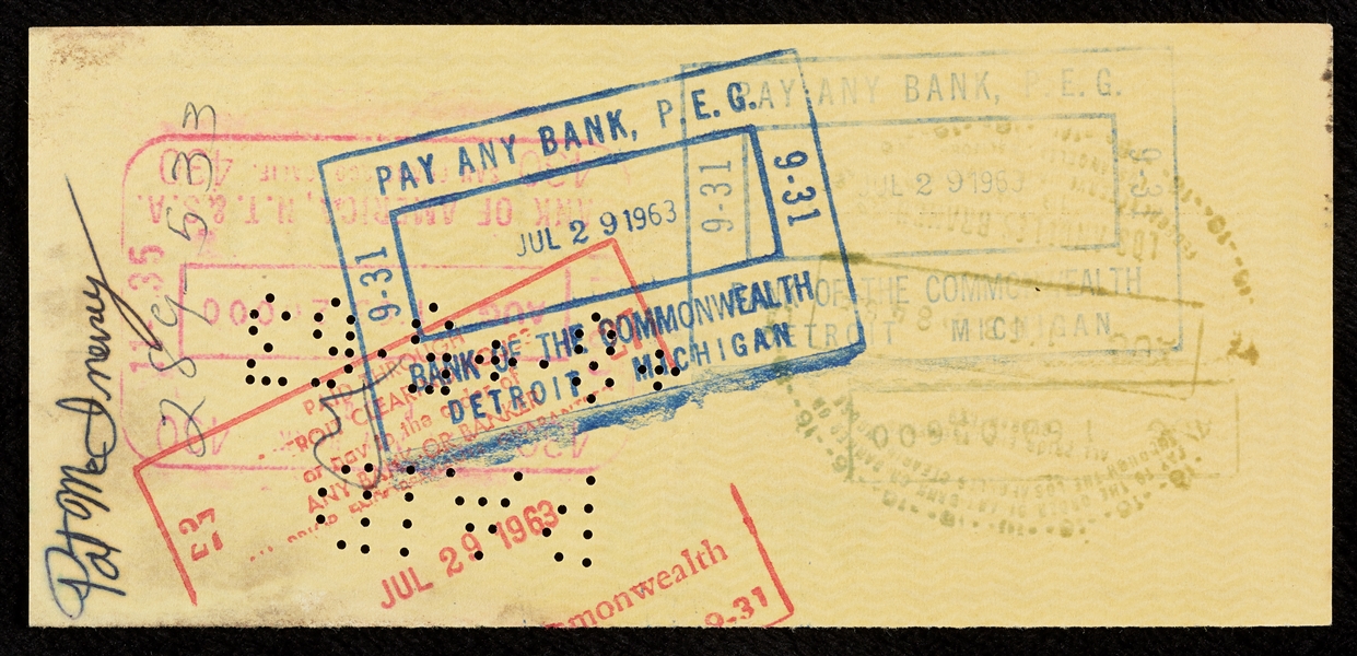 Don Rudolph Signed Personal Check (1963)