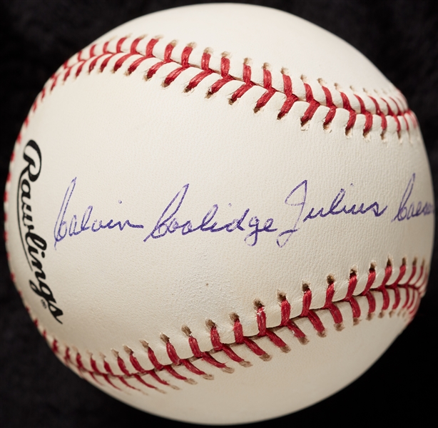 Cal McLish Full-Name Signed ONL Baseball Calvin Coolidge Julius Caesar Tuskahoma McLish (BAS)