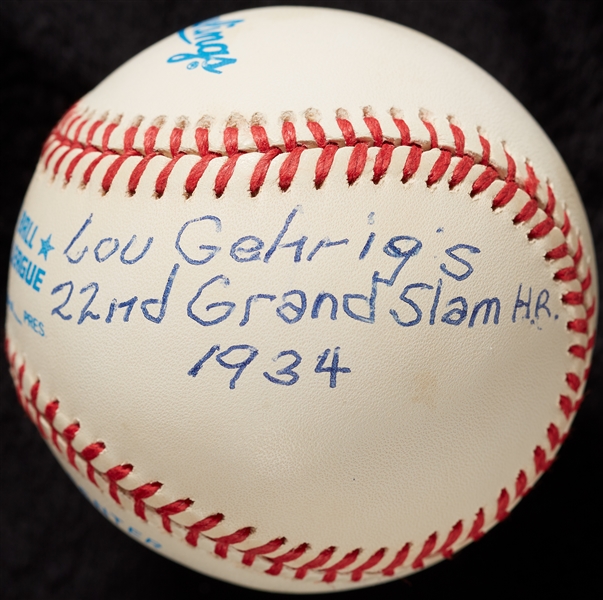 Lee Stine Signed OAL Baseball with Babe Ruth & Lou Gehrig Inscriptions (BAS)