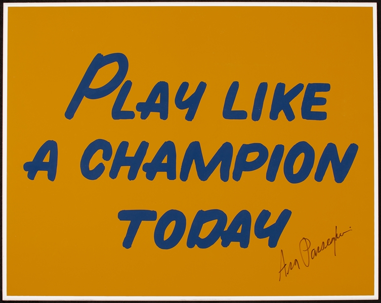 Ara Parseghian Signed Play Like A Champion Today 19x24 Plaque (BAS)