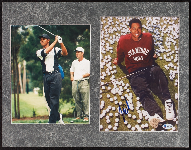 Tiger Woods Signed Stanford Photo Display (BAS)