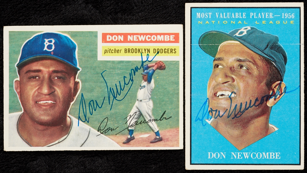 Don Newcombe Signed 1956 Topps & 1961 Topps Cards (2)