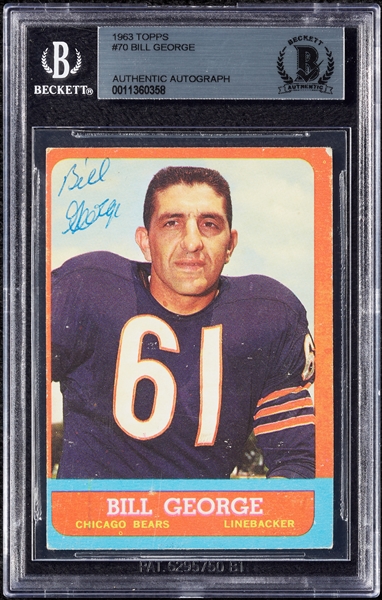 Bill George Signed 1963 Topps No. 70 (BAS)