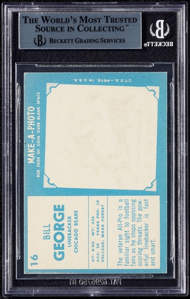 Bill George Signed 1961 Topps No. 16 (BAS)