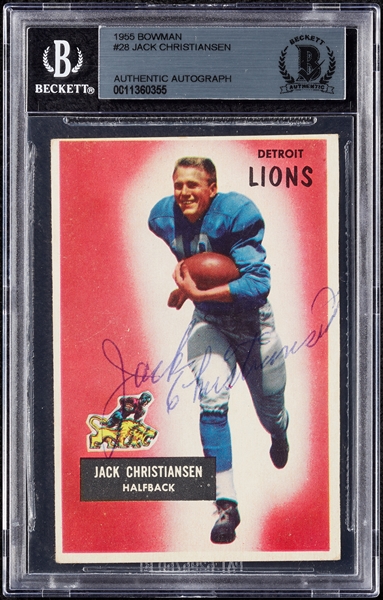 Jack Christiansen Signed 1955 Bowman No. 28 (BAS)