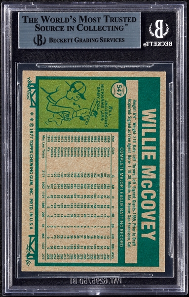 Willie McCovey Signed 1977 Topps No. 547 (BAS)