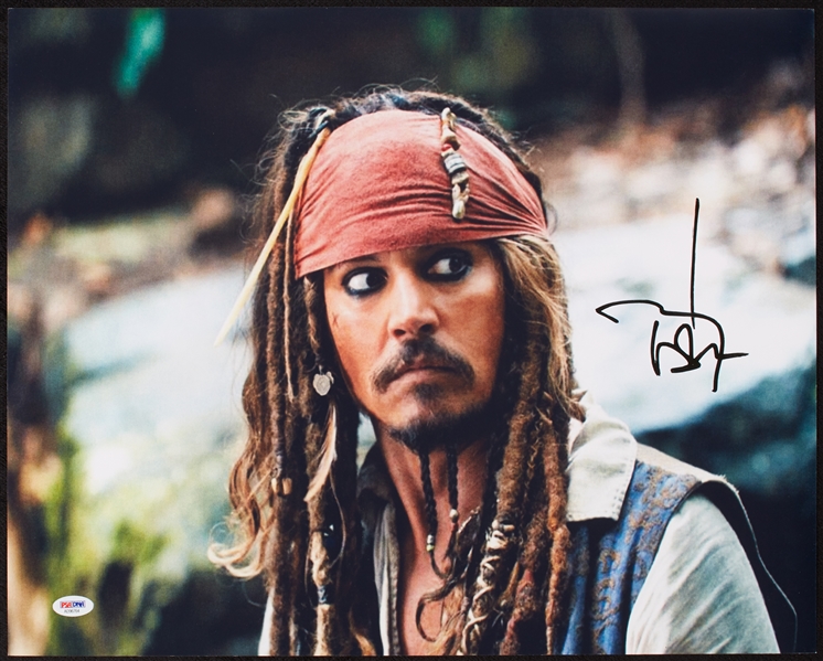 Johnny Depp Signed 16x20 Pirates of the Caribbean Photo (PSA/DNA)