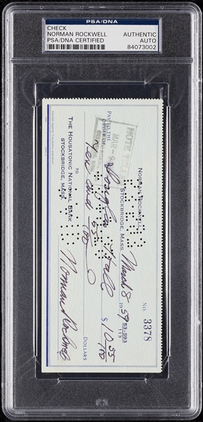 Norman Rockwell Signed Check (1959) (PSA/DNA)