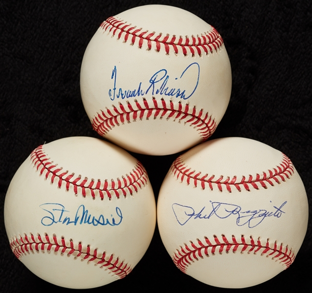 Stan Musial, Frank Robinson & Phil Rizzuto Single-Signed Baseballs (3)
