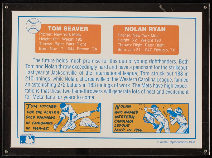 Nolan Ryan & Tom Seaver Signed 1967 Rookie Pitchers 11x17 Photo (BAS)