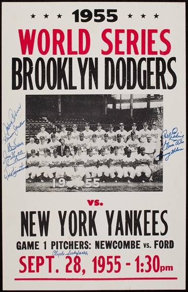 1955 Brooklyn Dodgers Multi-Signed Broadside (10) (BAS)