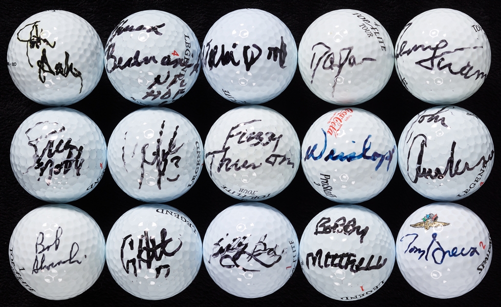 Signed Multi-Sport Golf Ball Collection with Bednarik, Kramer, Thurston, Willie Wood (12) 
