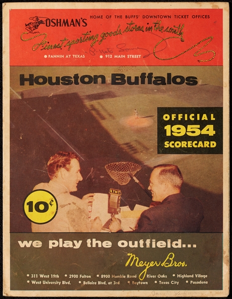 Multi-Signed 1954 Houston Buffs (Cardinals) Exhibition Game with Musial (15)