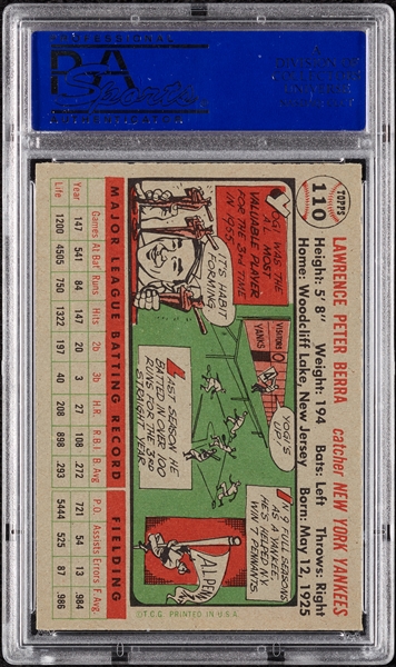 1956 Topps Yogi Berra Gray Back No. 110 PSA 8
