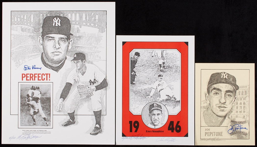 HOFer, Stars & 1961 Yankees Signed Murray Tinkelman Prints Group (15)