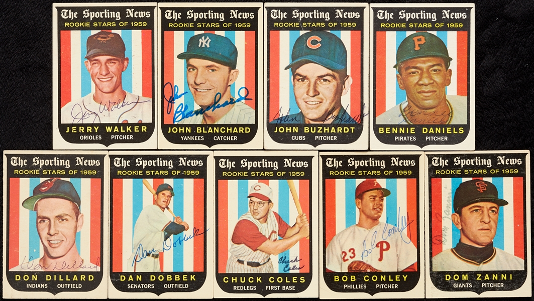Signed 1959 Topps The Sporting News RCs Group (23)