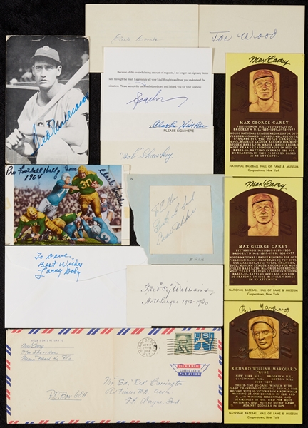 Signed Oddball Group with Ted Williams, Earl Combs, Clarke Hinkle