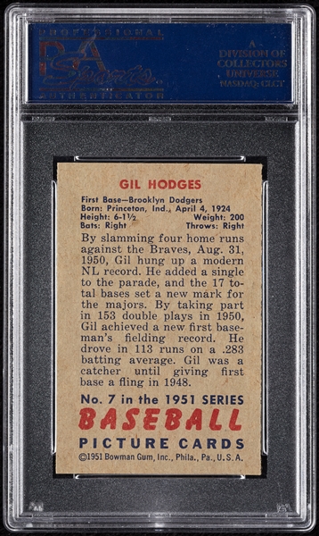 1951 Bowman Gil Hodges No. 7 PSA 7.5