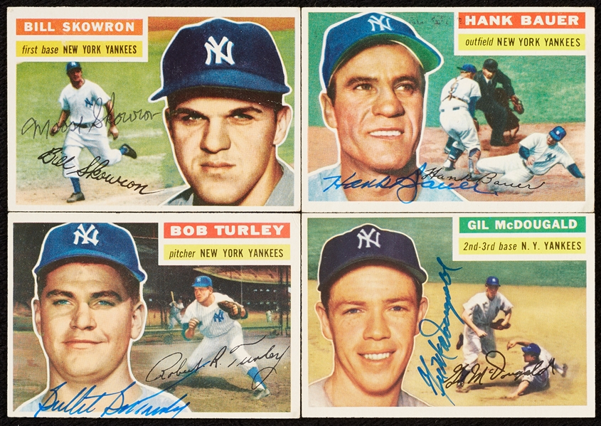 New York Yankees Signed 1956 Topps Group (4)