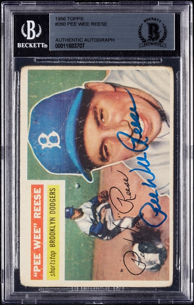 Pee Wee Reese Signed 1956 Topps No. 260 (BAS)