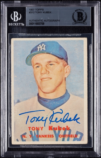 Tony Kubek Signed 1957 Topps RC No. 312 (BAS)