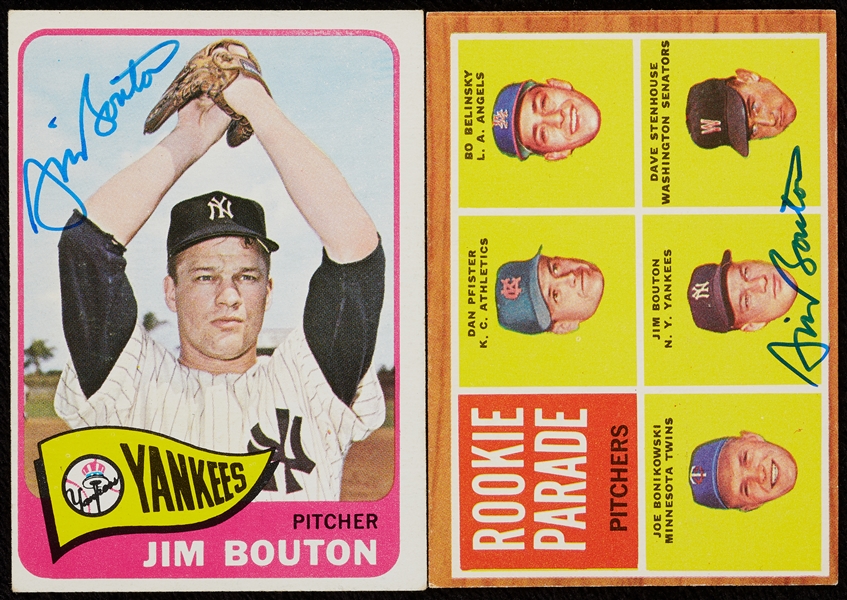 Jim Bouton Signed 1962 Topps RC & 1965 Topps Pair (2)