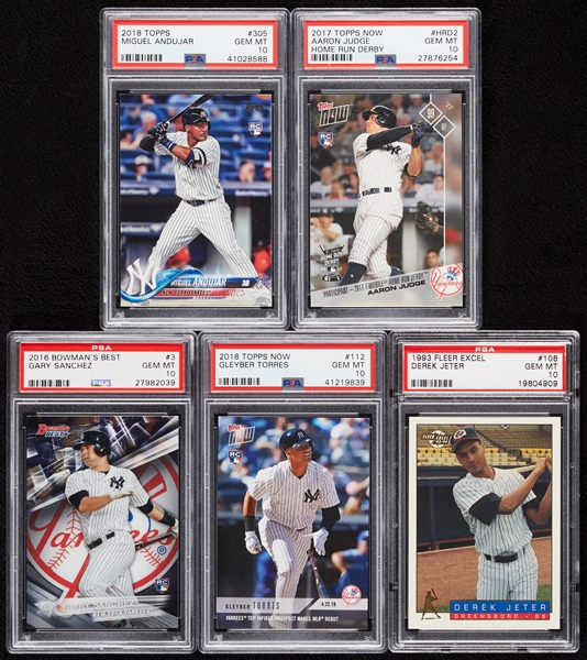 New York Yankees PSA 10 Group with Jeter RC, Judge, Torres (5)