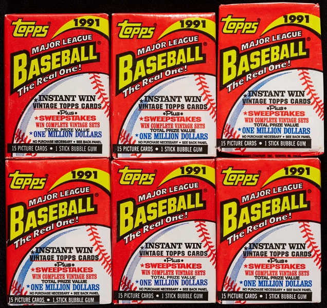 1991 Topps Desert Shield Baseball Packs (6, with 5 Unopened)