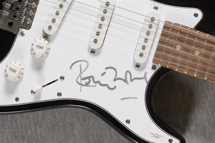 Rolling Stones Ronnie Wood Signed Black Crescent Guitar (JSA)