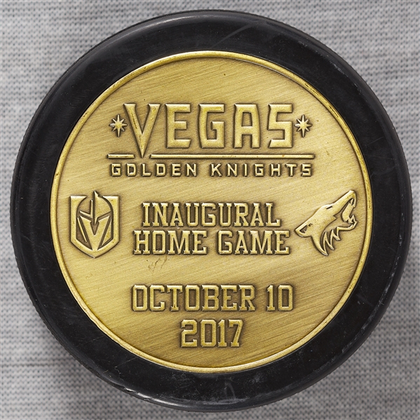 Las Vegas Golden Knights Inaugural Home Game Puck (Oct. 10, 2017)