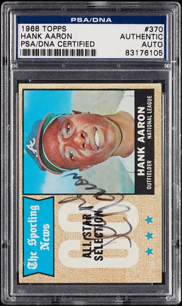 Hank Aaron Signed 1968 Topps All-Star No. 370 (PSA/DNA)