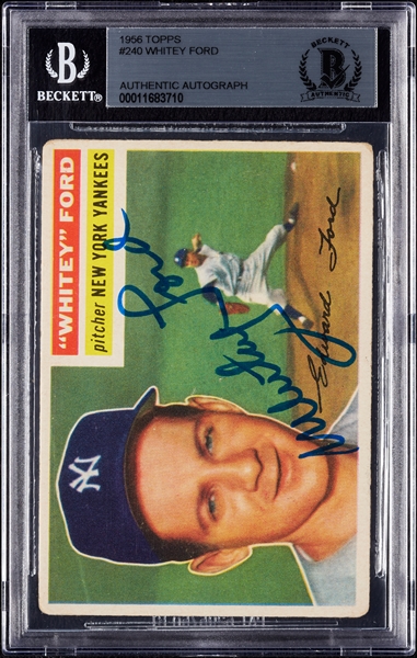 Whitey Ford Signed 1956 Topps No. 240 (BAS)