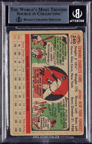 Whitey Ford Signed 1956 Topps No. 240 (BAS)