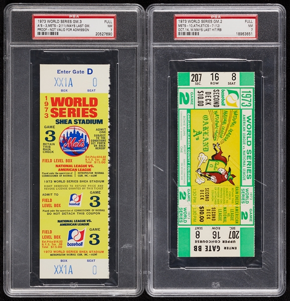 1973 World Series Games 2 & 3 Full Tickets Graded PSA 7 (2)