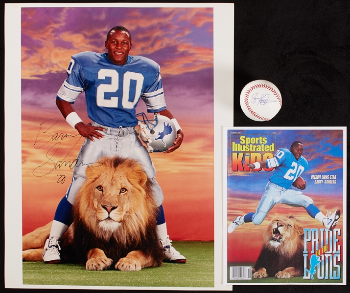 Barry Sanders Signed Baseball & SI For Kids Proof Photo (2)
