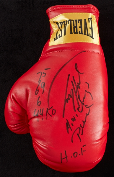 Larry Holmes Signed Boxing Glove with Multiple Inscriptions (JSA)
