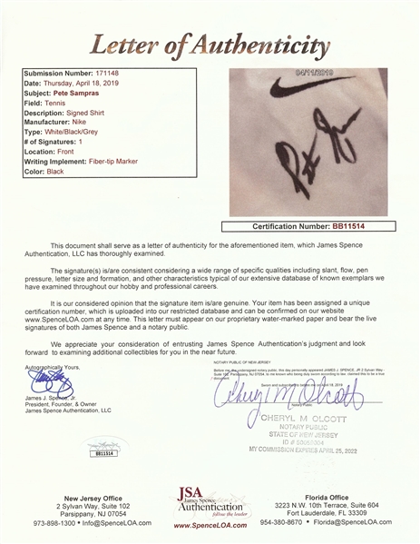 Pete Sampras Signed Wheaties Box & Shirt (2) (JSA)