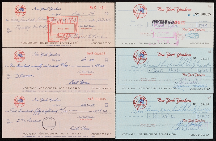 New York Yankees Payroll Check Collection with DiMaggio, Murcer, Nettles (6)